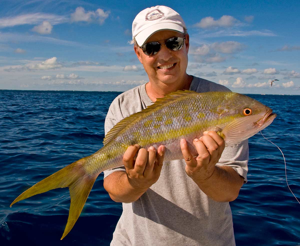 Bob caught this yellowtail snapper on a live ballyhoo we had out on the rigger for a sailfish.
